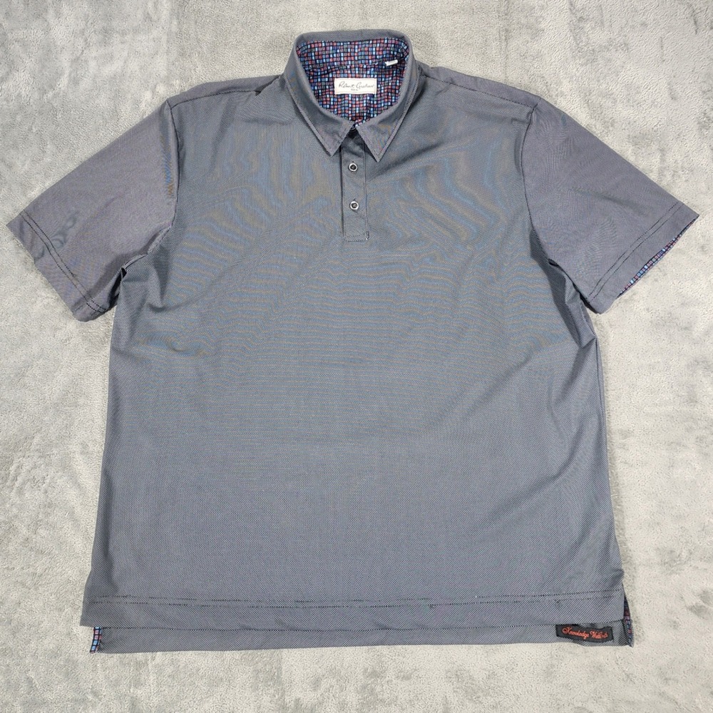 Robert Graham Mens Polo Shirt XL‎ Classic Fit Gray Designer Pattern